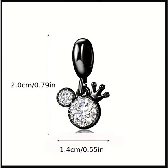 Silver Mickey Mouse Head with Crown Charm - Picture 5 of 6